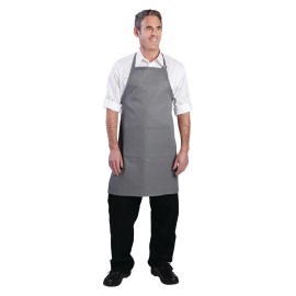 Delantal con peto Chef Works cuello ajustable gris