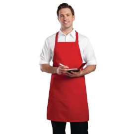 Delantal con peto Chef Works cuello ajustable rojo