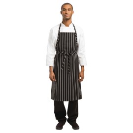 Delantal con peto Chef Works Premium negro con rayas blancas