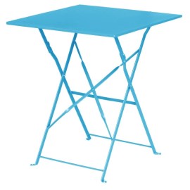 Mesa bistro cuadrada para terraza Bolero acero azul