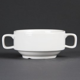 Taza de consomé con asas porcelana blanca 115mm Olympia