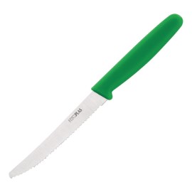 Cuchillo para tomates con hoja dentada Hygiplas 10cm verde
