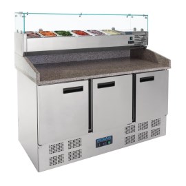 Mostrador de preparación de pizza y ensalada refrigerado Polar 368L